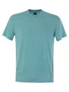 Fedeli Garment-dyed Linen And Elastane Blend T-shirt In Blue