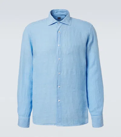 Fedeli Linen Shirt In Blue