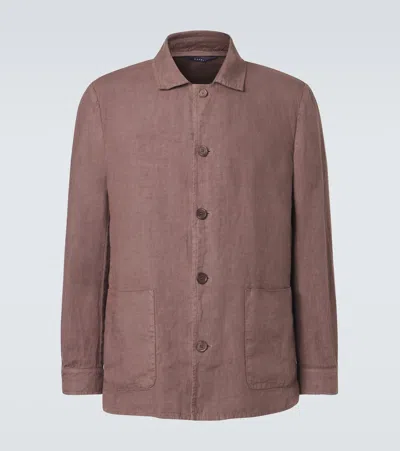 Fedeli Linen Shirt In Brown