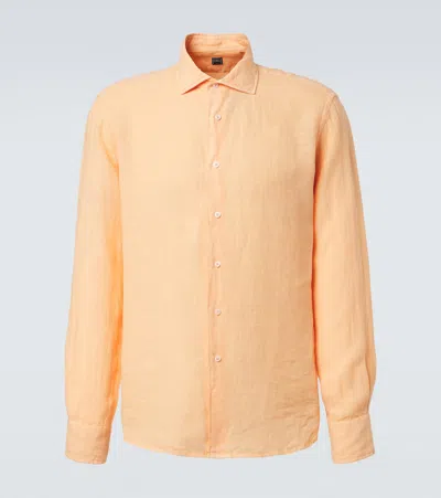 Fedeli Linen Shirt In Orange