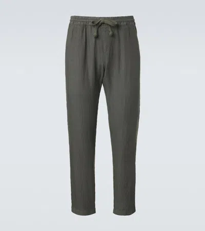 Fedeli Linen Straight Pants In Green