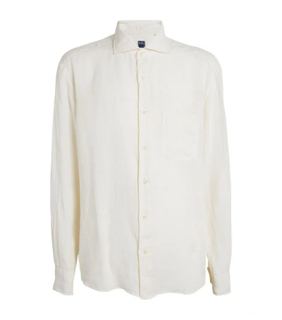 Fedeli Linen Striped Shirt In White