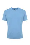 Fedeli Melange Linen Short-sleeved T-shirt In Azzurro