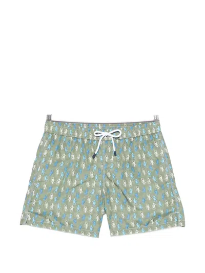 Fedeli Lizard Print Swim Shorts In Green