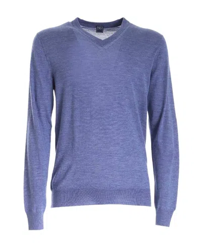 Fedeli Logo Knitted Pullover In Blue