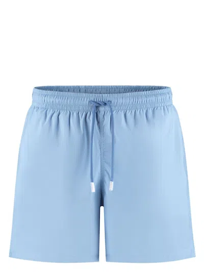 Fedeli Logo-patch Swim Shorts In Blue