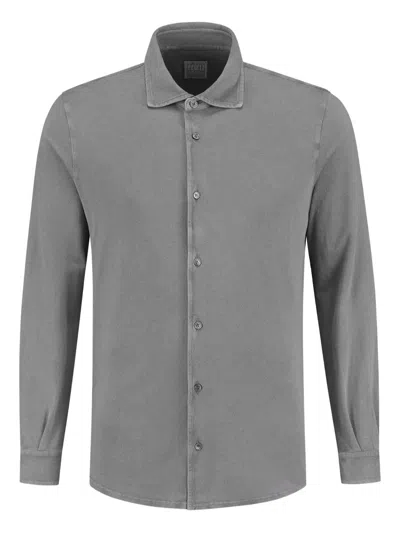 Fedeli Long-sleeve Button-down Shirt In Grey