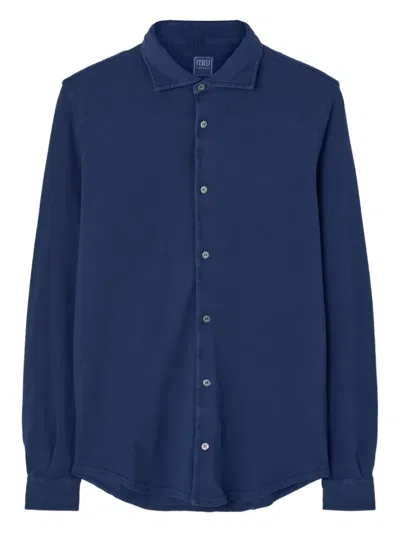 Fedeli Long-sleeve Button-fastening Shirt In Blue