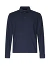 Fedeli Long Sleeve Polo In Organic Cotton In Blue