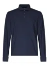 Fedeli Long Sleeve Polo In Organic Cotton In Blue