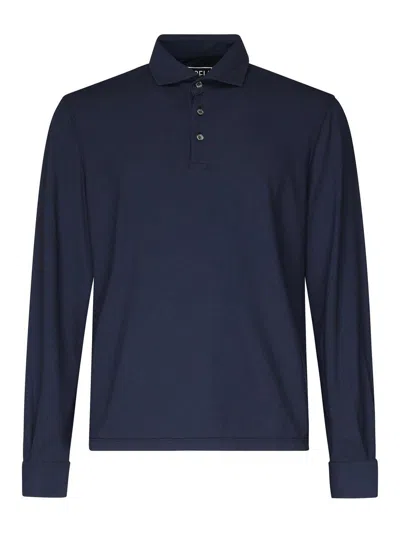 Fedeli Long Sleeve Polo Shirt In Blue