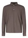 Fedeli Long Sleeve Polo In Brown