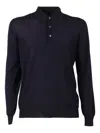 Fedeli Long-sleeve Polo Shirt In Blue