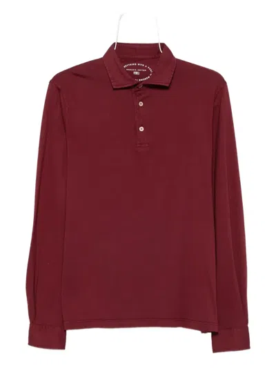 Fedeli Long-sleeve Polo Shirt In Burgundy