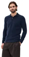 Fedeli Long Sleeve Polo Sweater Navy In Blue