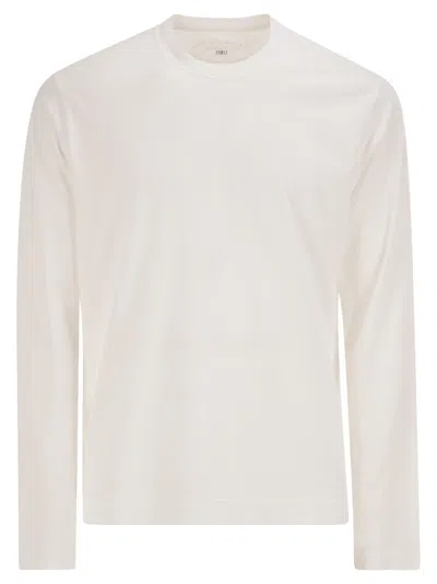 Fedeli Long Sleeve Pure Cotton T Shirt In White
