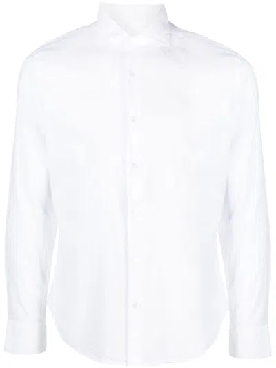 Fedeli Long-sleeve Stretch-cotton Shirt In White
