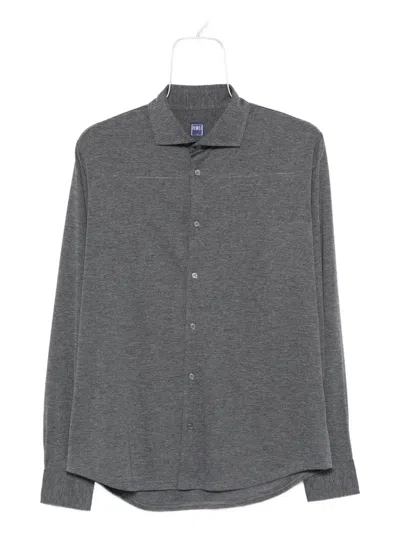 Fedeli Long-sleeve Wool Shirt In Gray