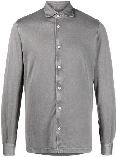 Fedeli Long-sleeved Cotton Shirt In Grey
