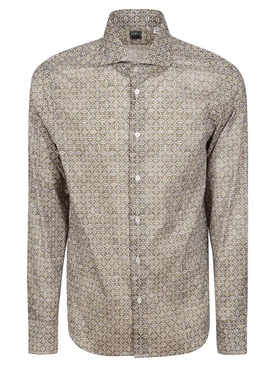 FEDELI LONG-SLEEVED COTTON SHIRT WITH FLORAL PATTERN
