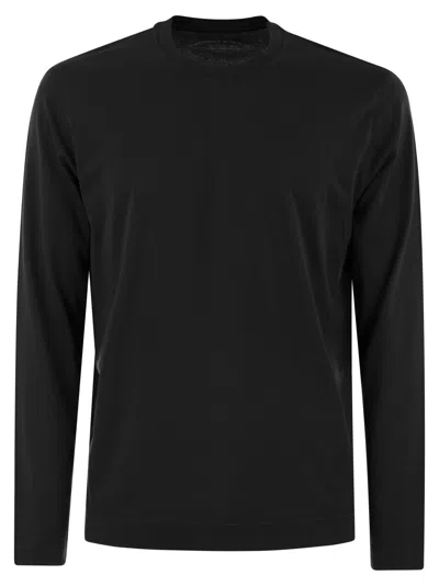 Fedeli Long-sleeved Cotton T-shirt In Black | ModeSens