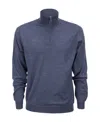 Fedeli Long-sleeved Semi-zipper Sweater In Blue
