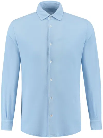 Fedeli Ong-sleeve Poplin Shirt In Blue