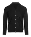Fedeli Black Virgin Wool Cardigan With V-neckline In Black