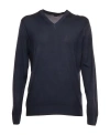Fedeli Long-sleeved V-neck Knitted Sweater In Black