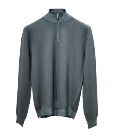 Fedeli Long-sleevedhalf-zipknitsweater In Blue