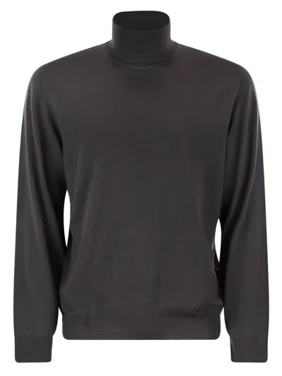 Fedeli Superfine Wool Turtleneck Derby In Black