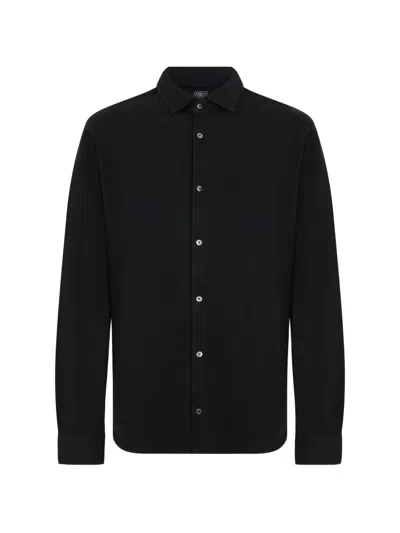 Fedeli Long-sleeve Button-down Shirt In Black