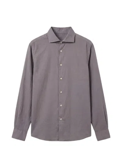 Fedeli Nick Linen Button Down Shirt Mushroom In Gray