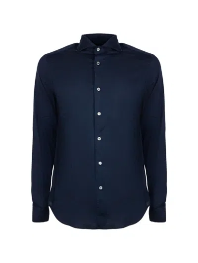 Fedeli Long-sleeve Buttoned Shirt In Blue