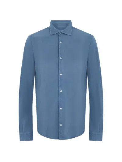 Fedeli Long-sleeve Button-fastening Shirt In Blue