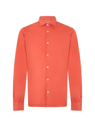 Fedeli Long-sleeve Button-up Shirt In Orange
