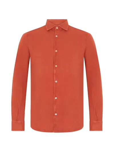 Fedeli Long-sleeve Button-up Shirt In Pink
