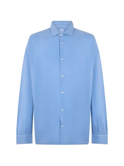 Fedeli Long-sleeve Cotton Shirt In Blue