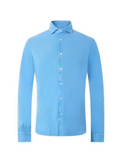 Fedeli Long-sleeve Cotton Shirt In Blue