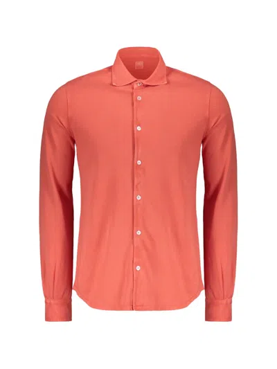 Fedeli Long-sleeve Cotton Shirt In Orange