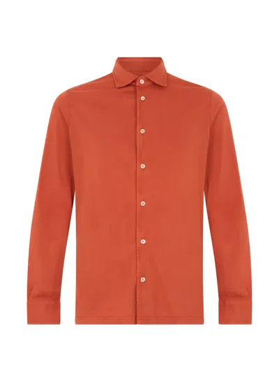 Fedeli Long-sleeve Cotton Shirt In Orange