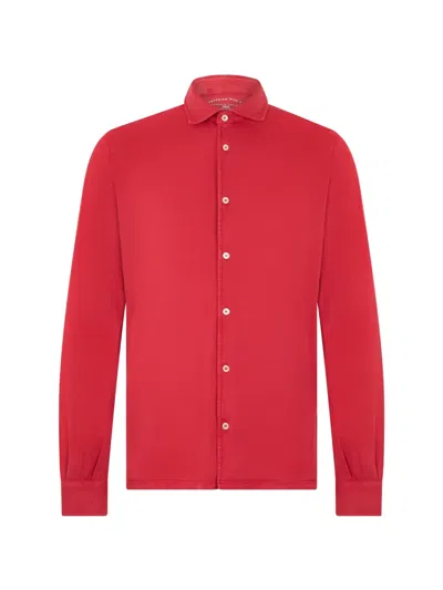 Fedeli Long-sleeve Cotton Shirt In Red