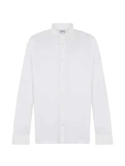 Fedeli Long-sleeve Cotton Shirt In White