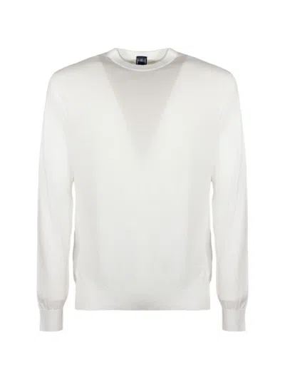 Fedeli Long-sleeve Crew Neck Sweater In White