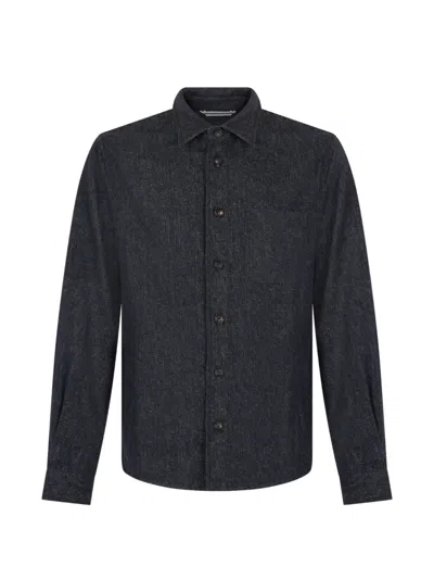 Fedeli Long-sleeve Denim Shirt In Gray