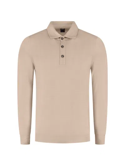 Fedeli Long-sleeve Polo Shirt In Pink