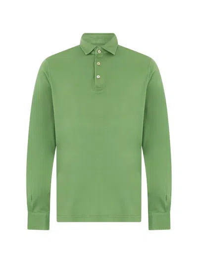 Fedeli Long-sleeve Polo Shirt In Green