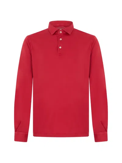 Fedeli Long-sleeve Polo Shirt In Red