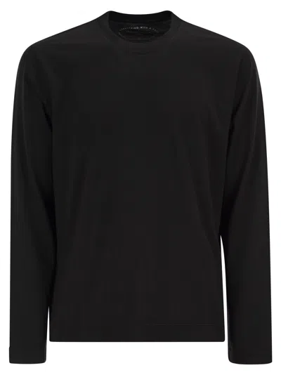 Fedeli Long-sleeve Pure Cotton T-shirt In Black