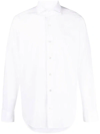 Fedeli Long-sleeve Stretch-cotton Shirt In White